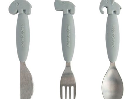 Done by Deer YummyPlus Easy Grip Cutlery Set Grey Online now