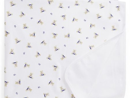 Polo Ralph Lauren Baby Boy Blanket White Blue Multi Hot on Sale