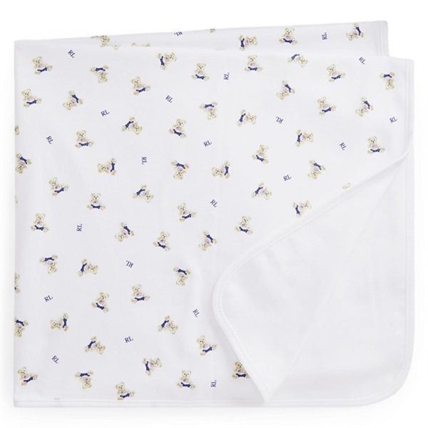 Polo Ralph Lauren Baby Boy Blanket White Blue Multi Hot on Sale