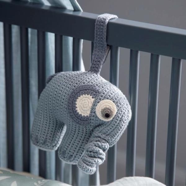 Sebra Music Mobile Knitted Elephant Powder Blue Sale