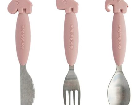 Done by Deer YummyPlus Easy Grip Cutlery Set Powder on Sale