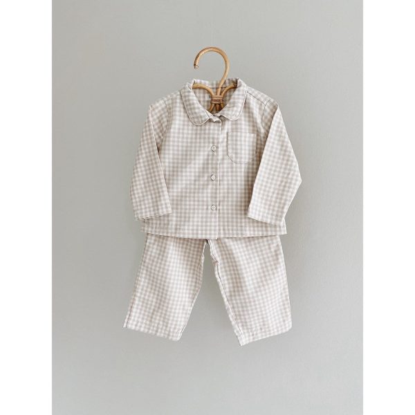 Lalaby Beige Gingham Classic Pyjamas Online Hot Sale